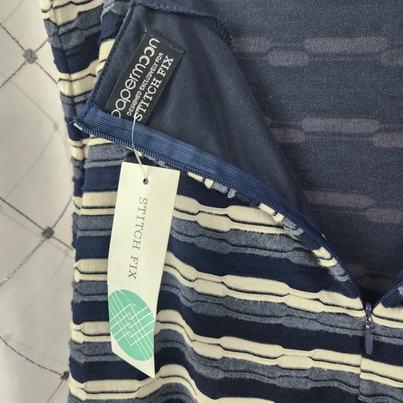 Paper moon for Stitch Fix Navy Gray Stripe Knit Pencil Skirt Small - Picture 5 of 5